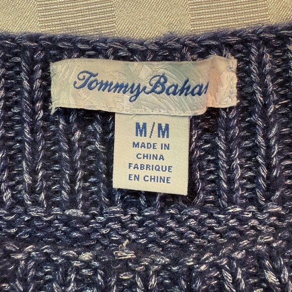 Tommy Bahama Women's Balloon Sleeved Bateau Sweater Sz M Blue/Silver metallic - Picture 5 of 13